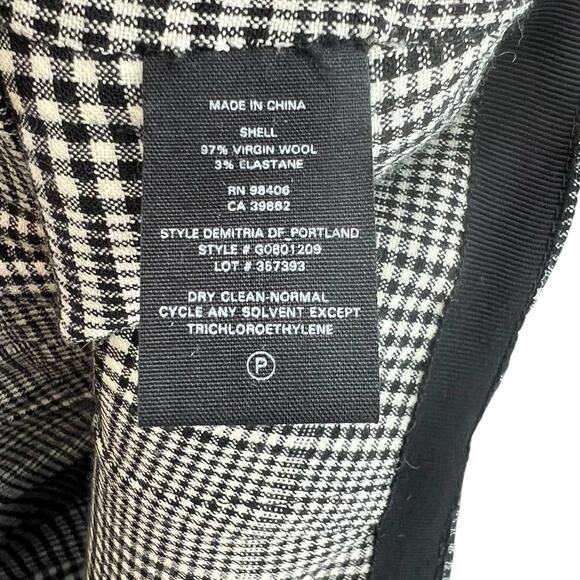 Theory Demitria Df Portland Pants Plaid Houndstooth Wool Black White Size US 8 - Picture 11 of 12